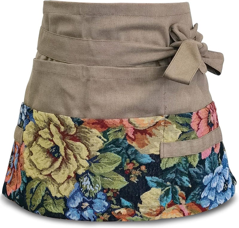 MILCIL Store Garden Apron for Woman, Serve Apron Cute, Flora Half Apron with 8 Pockets, Valentines Gift for Mom Wife Girlfriend - Image 1